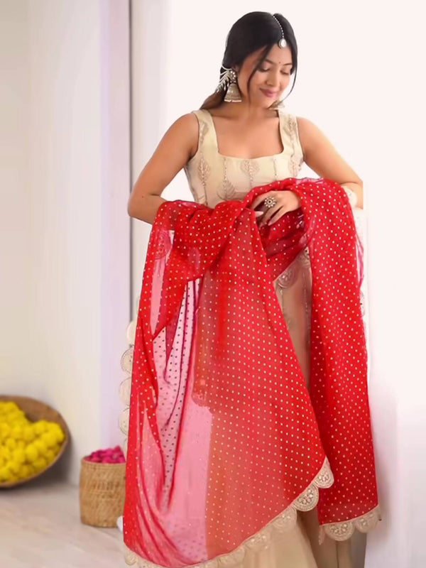 Natural Crepe Silk Sharara Palazzo Suit Set