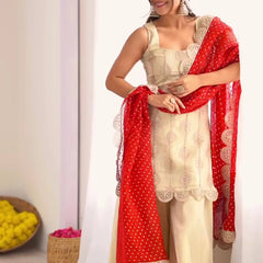 Natural Crepe Silk Sharara Palazzo Suit Set