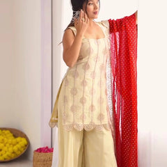 Natural Crepe Silk Sharara Palazzo Suit Set