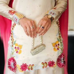 Heavy Roman Glass Silk Material With Multi Embroidery And Beads Moti Work Sharara Palazzo Suit Set