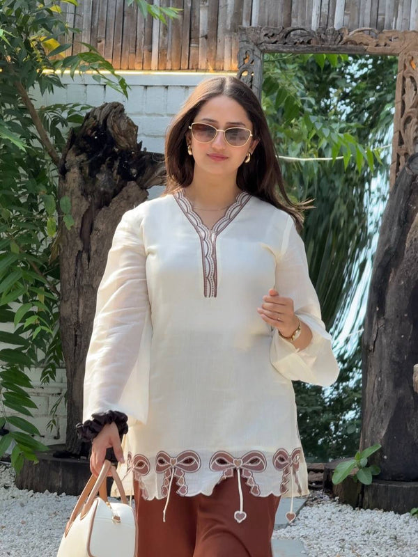 Pure Roman Silk With Embroidery Work Palazzo Suit Set