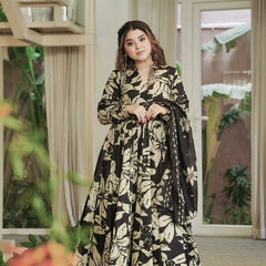 Maslin Cotton With Digital Print Work Anarkali Suit