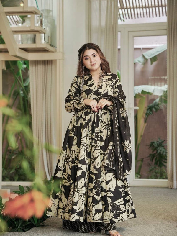 Maslin Cotton With Digital Print Work Anarkali Suit