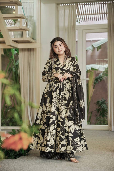 Maslin Cotton With Digital Print Work Anarkali Suit