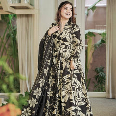Maslin Cotton With Digital Print Work Anarkali Suit