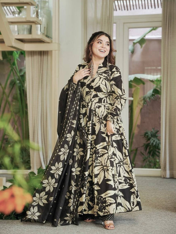 Maslin Cotton With Digital Print Work Anarkali Suit