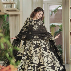 Maslin Cotton With Digital Print Work Anarkali Suit