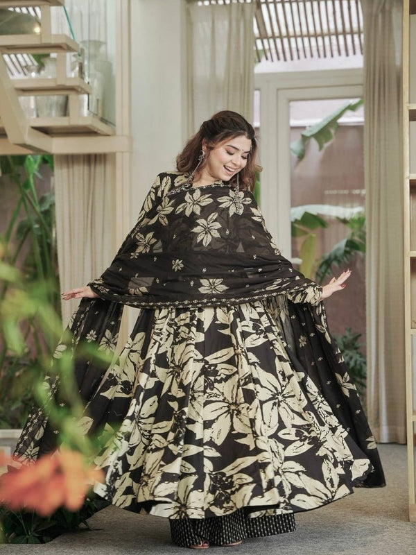 Maslin Cotton With Digital Print Work Anarkali Suit