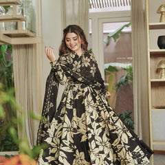 Maslin Cotton With Digital Print Work Anarkali Suit