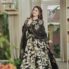 Maslin Cotton With Digital Print Work Anarkali Suit