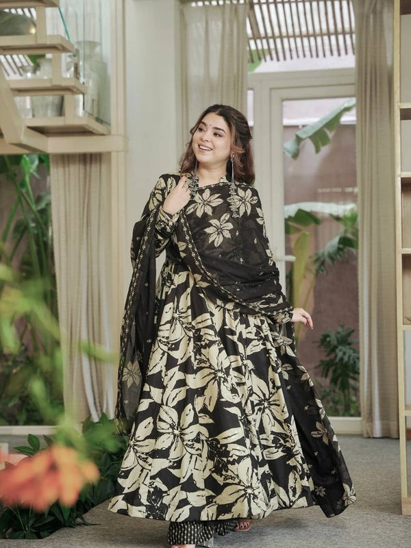 Maslin Cotton With Digital Print Work Anarkali Suit