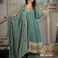 Heavy Rangoli Crush With Sequence And Embroidery Work Anarkali Suit