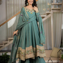 Heavy Rangoli Crush With Sequence And Embroidery Work Anarkali Suit