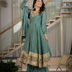 Heavy Rangoli Crush With Sequence And Embroidery Work Anarkali Suit