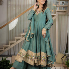 Heavy Rangoli Crush With Sequence And Embroidery Work Anarkali Suit