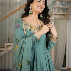 Heavy Rangoli Crush With Sequence And Embroidery Work Anarkali Suit