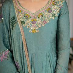 Heavy Rangoli Crush With Sequence And Embroidery Work Anarkali Suit