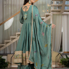 Heavy Rangoli Crush With Sequence And Embroidery Work Anarkali Suit