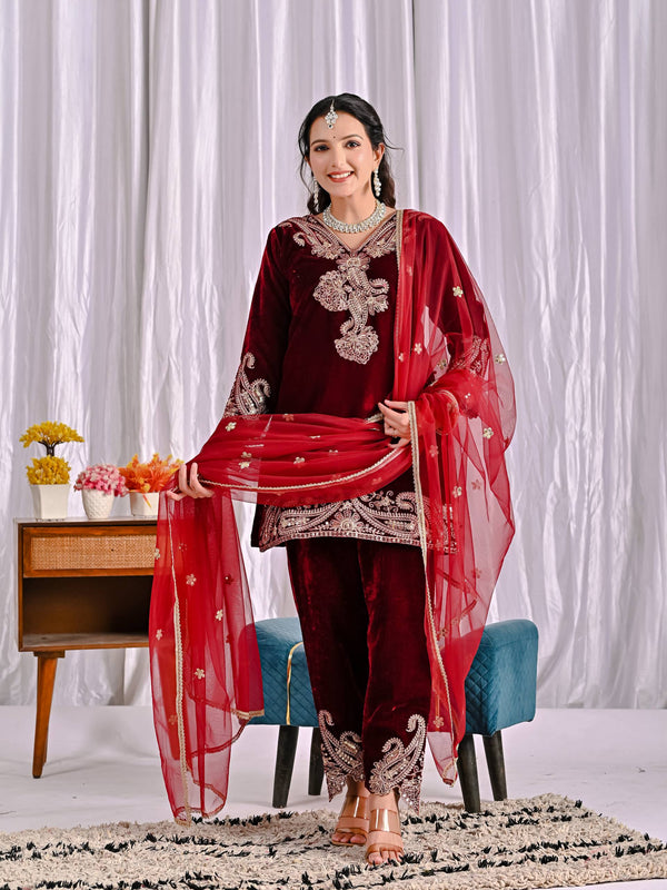 Pure Heavy Viscose Velvet With *Heavy Embroidery Coding Sequence Work