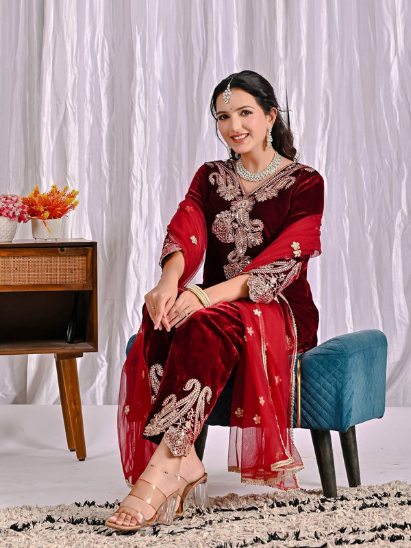 Pure Heavy Viscose Velvet With *Heavy Embroidery Coding Sequence Work