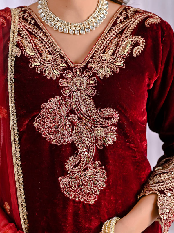 Pure Heavy Viscose Velvet With *Heavy Embroidery Coding Sequence Work