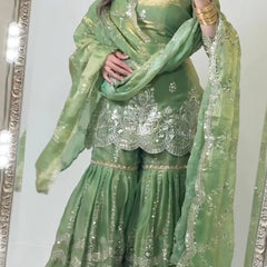 Designer Party Wear Look Top , Sharara and Dupatta