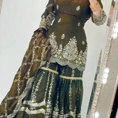 Designer Party Wear Look Top , Sharara and Dupatta