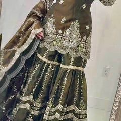 Designer Party Wear Look Top , Sharara and Dupatta