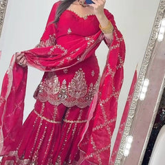 Designer Party Wear Look Top , Sharara and Dupatta