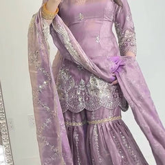 Designer Party Wear Look Top , Sharara and Dupatta