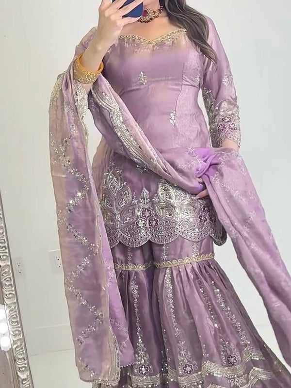 Designer Party Wear Look Top , Sharara and Dupatta