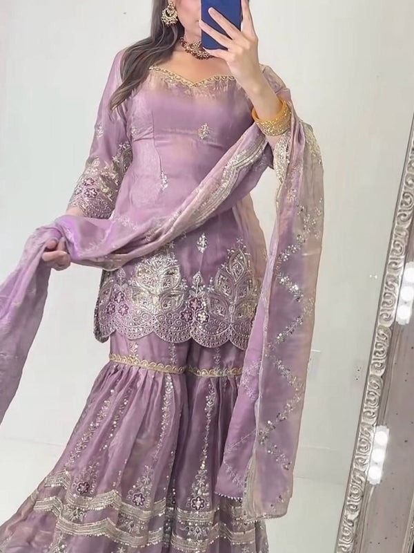 Designer Party Wear Look Top , Sharara and Dupatta