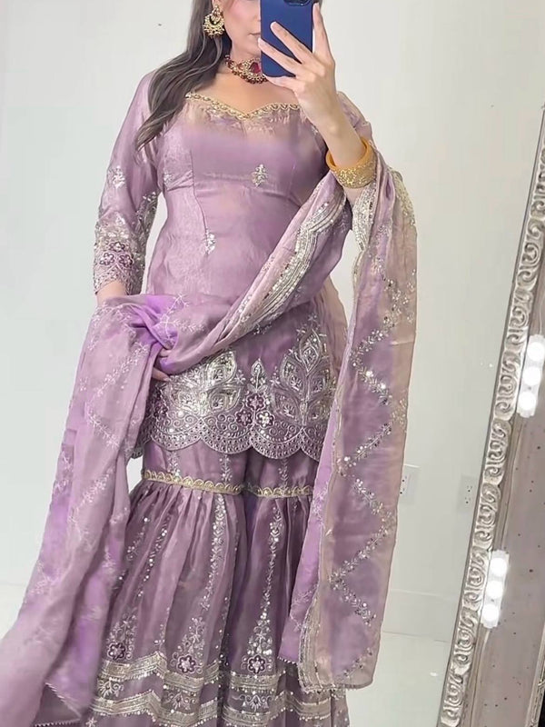 Designer Party Wear Look Top , Sharara and Dupatta