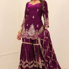 Designer Party Wear Look Top , Sharara and Dupatta