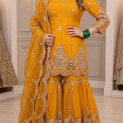 Designer Party Wear Look Top , Sharara and Dupatta