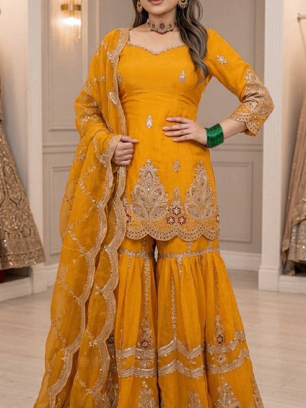 Designer Party Wear Look Top , Sharara and Dupatta