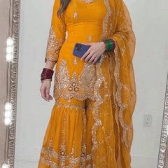 Designer Party Wear Look Top , Sharara and Dupatta