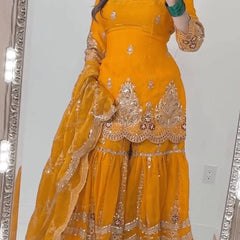 Designer Party Wear Look Top , Sharara and Dupatta