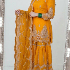 Designer Party Wear Look Top , Sharara and Dupatta
