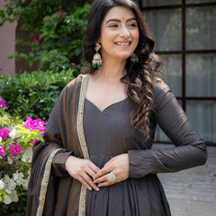 Heavy Vichitra Silk With Sequence And Embroidery Work Anarkali Suit