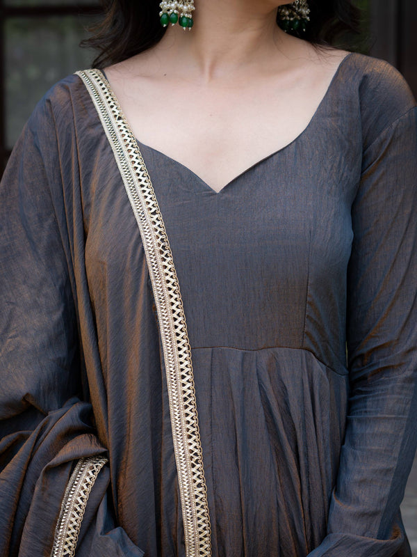 Heavy Vichitra Silk With Sequence And Embroidery Work Anarkali Suit