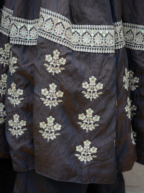 Heavy Vichitra Silk With Sequence And Embroidery Work Anarkali Suit