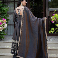 Heavy Vichitra Silk With Sequence And Embroidery Work Anarkali Suit