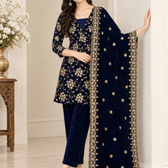 Pure Heavy Viscose Velvet With Heavy Embroidery Multi Sequence Work
