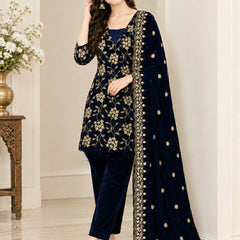 Pure Heavy Viscose Velvet With Heavy Embroidery Multi Sequence Work