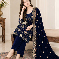 Pure Heavy Viscose Velvet With Heavy Embroidery Multi Sequence Work