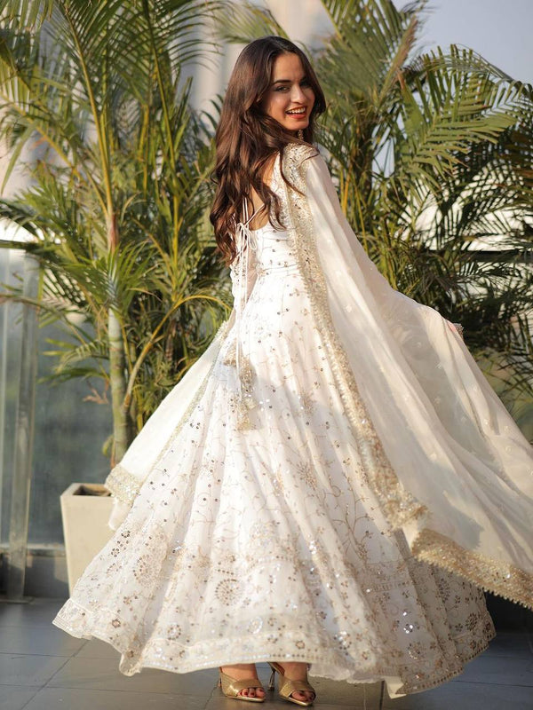 Heavy Fuax Georgette With Fully Flair Anarkali Gown