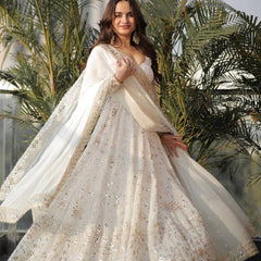 Heavy Fuax Georgette With Fully Flair Anarkali Gown
