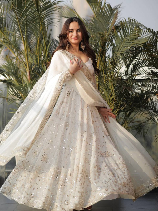 Heavy Fuax Georgette With Fully Flair Anarkali Gown