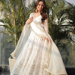 Heavy Fuax Georgette With Fully Flair Anarkali Gown